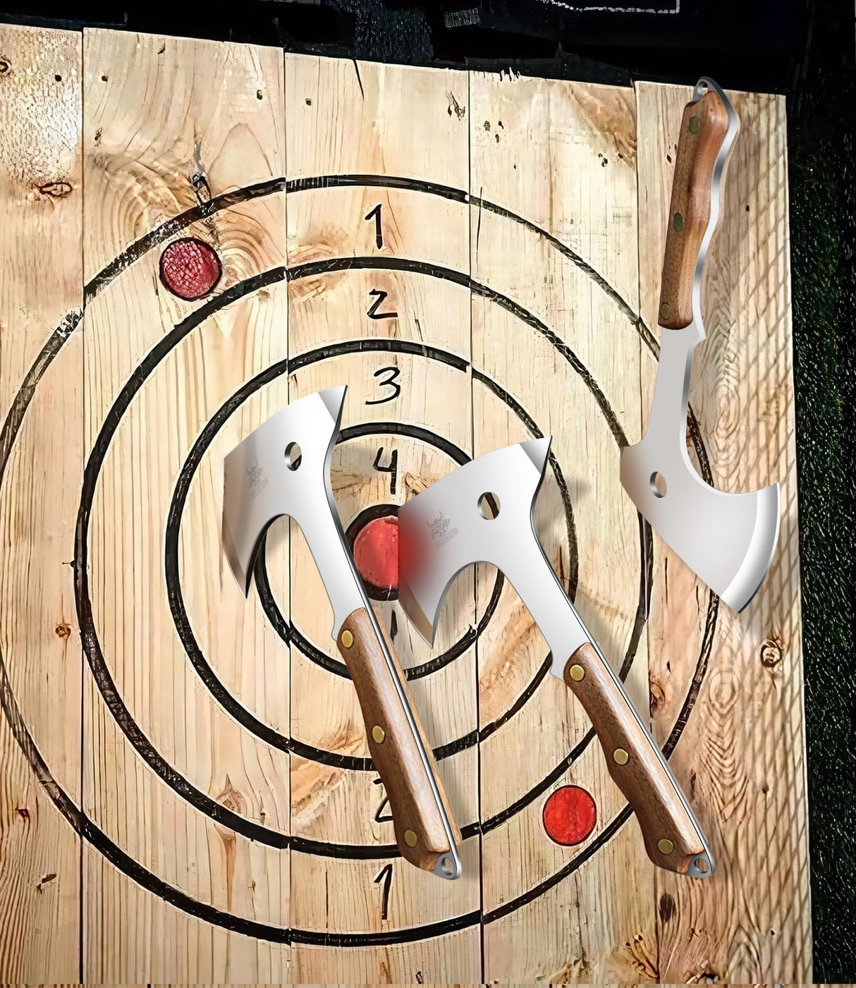 WICING Throwing Axes - 3 Pack, 10.2" Throwing Axe Set, Full Tang with Sheath Stainless Steel Throwing Hatchet, Great for Recreation and Competition WICING