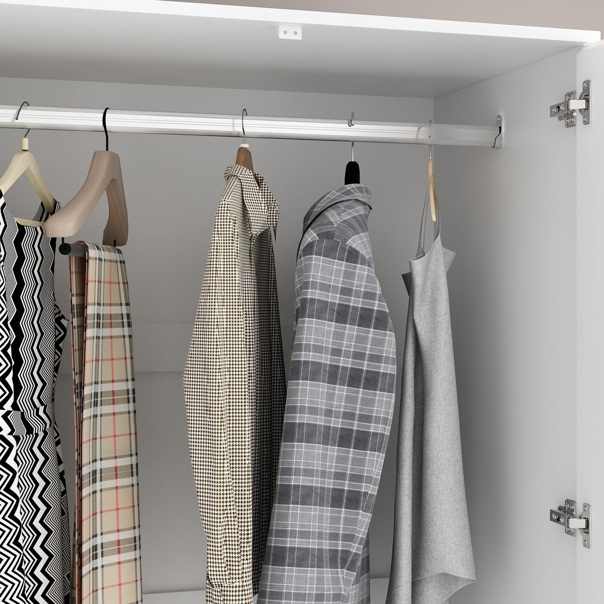 FUFU&GAGA Wardrobe with Mirror Doors, White Bedroom Armoire with 2 Drawers, Hanging Rod, Mirrored Closet Modern Clothes Storage Cabinet for Bedroom Cloakroom, 31.5”W x 19.7”D x 70.9”H FUFU&GAGA