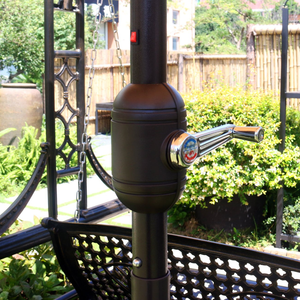 Sunnyglade 9' Solar LED Lighted Patio Umbrella with 8 Ribs/Tilt Adjustment and Crank Lift System (Teal Blue) Sunnyglade