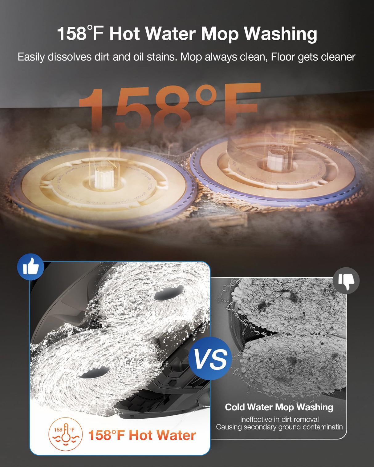 ECOVACS DEEBOT T30S AI Robot Vacuum and Mop, 11000Pa, TruEdge Adaptive Edge Mopping, ZeroTangle Technology, AI Instant Re-mop, Hot Water Mop Washing, Self-Emptying & Refilling, AI Obstacle Avoidance ECOVACS