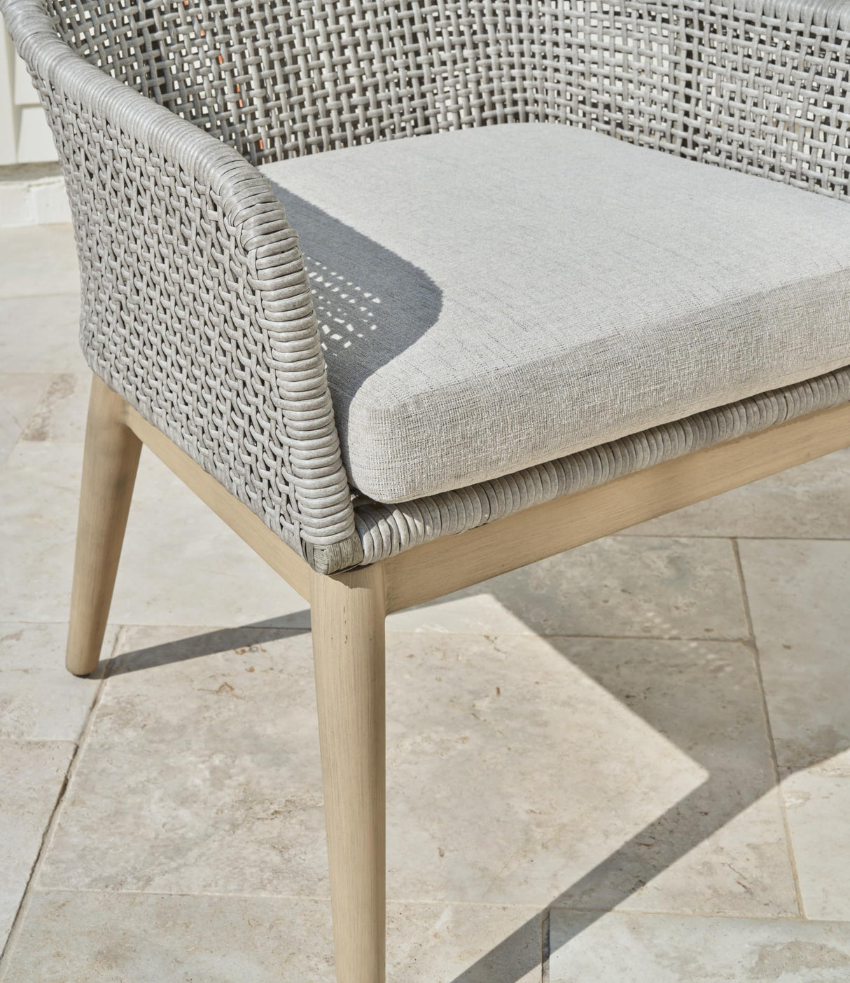 Signature Design by Ashley Seton Creek Cottage Weather Resistant Outdoor Dining Arm Chair with Cushion, Set of 2, Light Brown & Light Gray Signature Design by Ashley