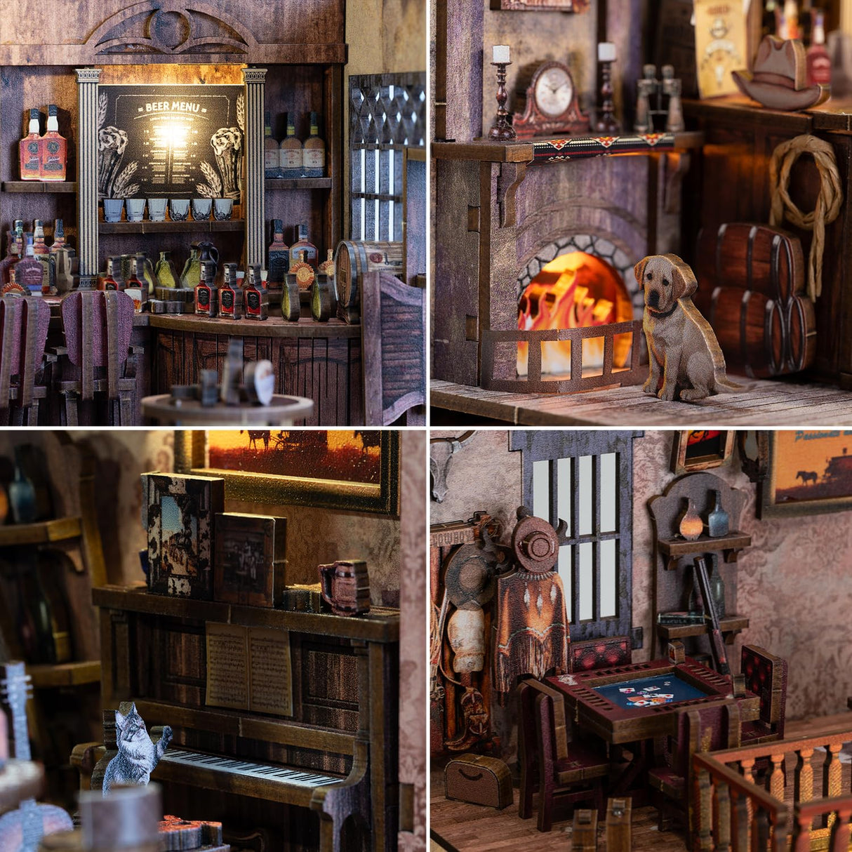 Wondyland Book Nook Kit - DIY Miniature House & Dollhouse Alley Model Kit, Puzzle Bookshelf Library Decor with LED Light, Craft Gift for Adults, Teens, and Family(Old Town Saloon) Wondyland