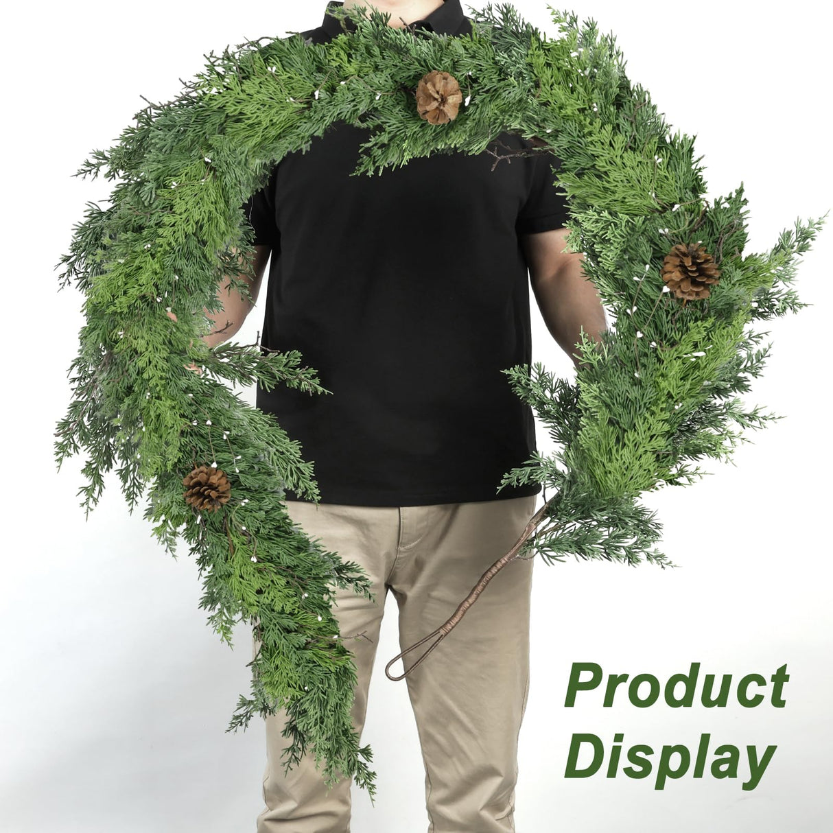 Artgar 6 Ft Christmas Garland - Cedar Garland - Cypress Garland with Pine Cone - Real Touch Pine Garland - Garland Christmas Decorations for Home Dining Table Mantel Porch Winter Christmas Decor Artgar