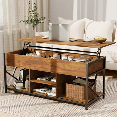 Coffee Tables for Living Room, 47.2 inches Lift Top Coffee Table with Storage, Farmhouse Modern Rustic Brown Living Room Tables