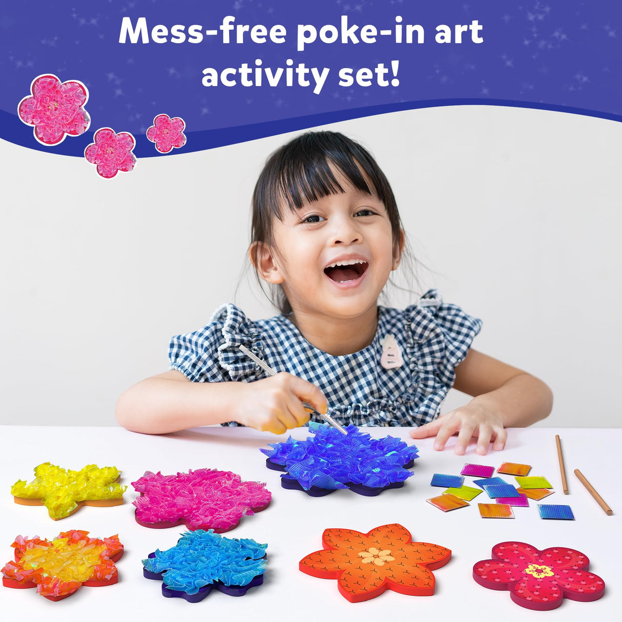 Skillmatics Art & Craft Activity - Poke-in Art Flower Bouquet, Mess-Free Art for Kids, DIY Craft Kits, Creative Activity, Fine Motor Skills, Gifts for Girls & Boys Ages 4, 5, 6, 7, 8, 9 Skillmatics