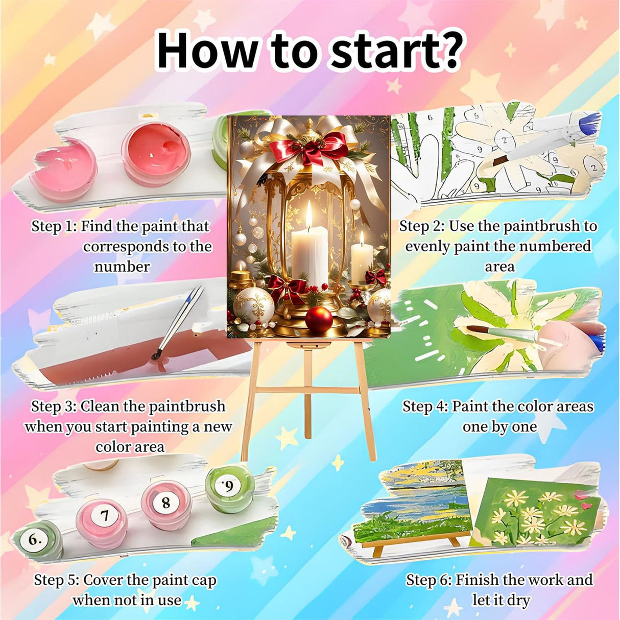 Arttoplus 4 Pack Framed Paint by Numbers Kit for Adults Beginners-DIY Christmas Adult Paint by Number Kits on Canvas Framed, Acrylic Oil Painting Kits for Adults for Gift Home Decor(8x12inch) Arttoplus