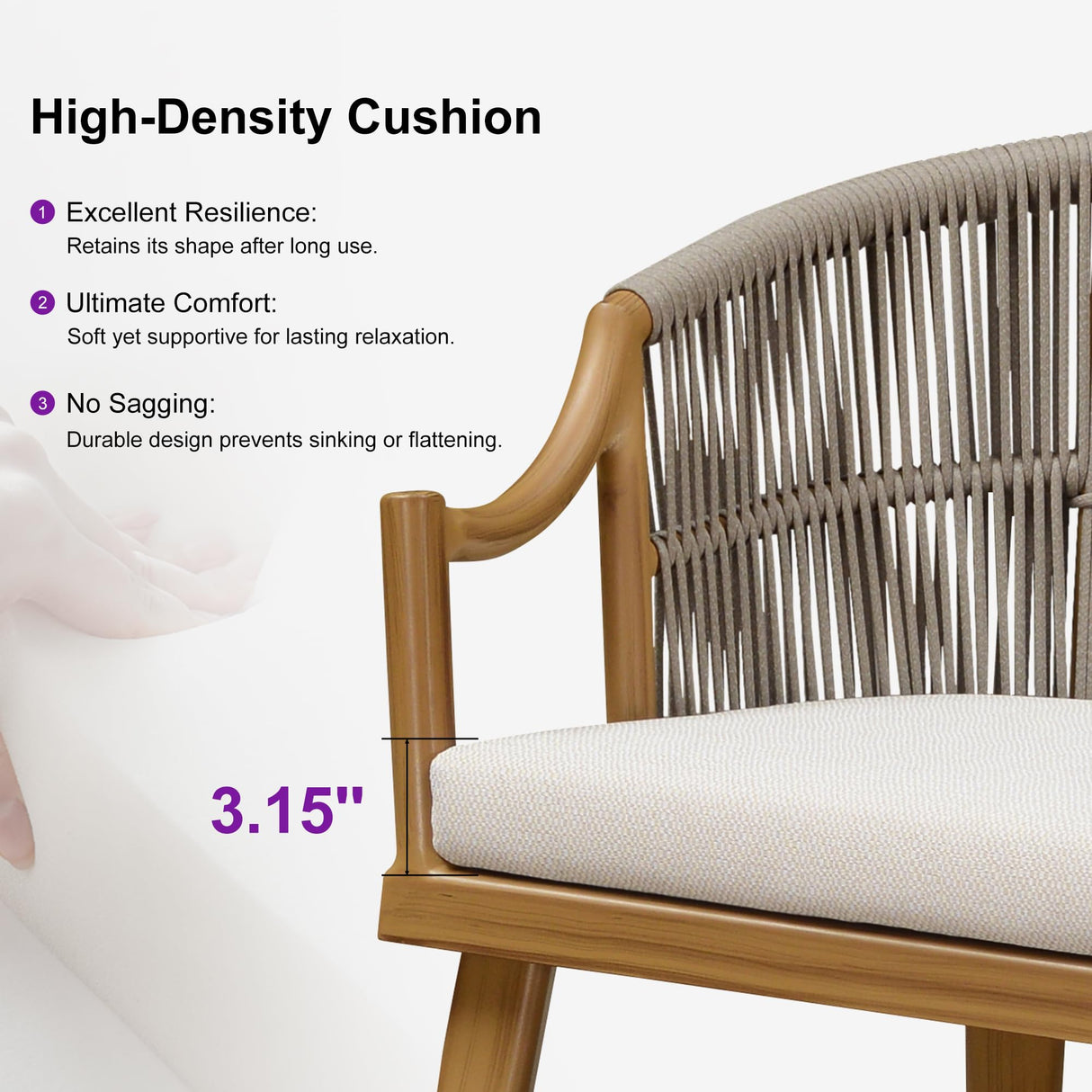 PURPLE LEAF 9 Pieces Outdoor Dining Set All Weather Wicker Patio Dining Set with Square Aluminum Table and Modern Armrest Dining Chairs for Garden Deck Backyard Kitchen, Teak PURPLE LEAF