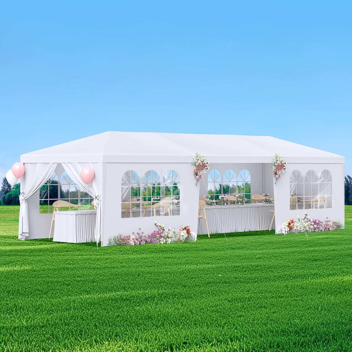 10x30 Party Tent, 2025 Update Outdoor White Tents for Parties, Wedding, Event, Large Canopy Tent with Walls, Big Event Gazebo Tents for Backyard, Garden, 8 Sidewalls ATOVER