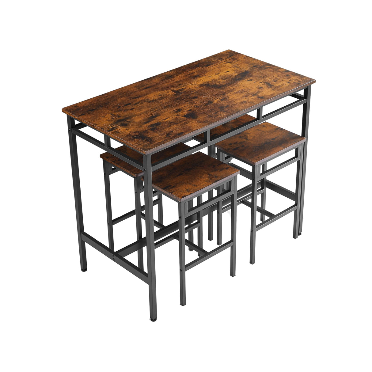 Rustic Brown Industrial 5-Piece Kitchen Bar Table Set with Counter Stools Ball & Cast