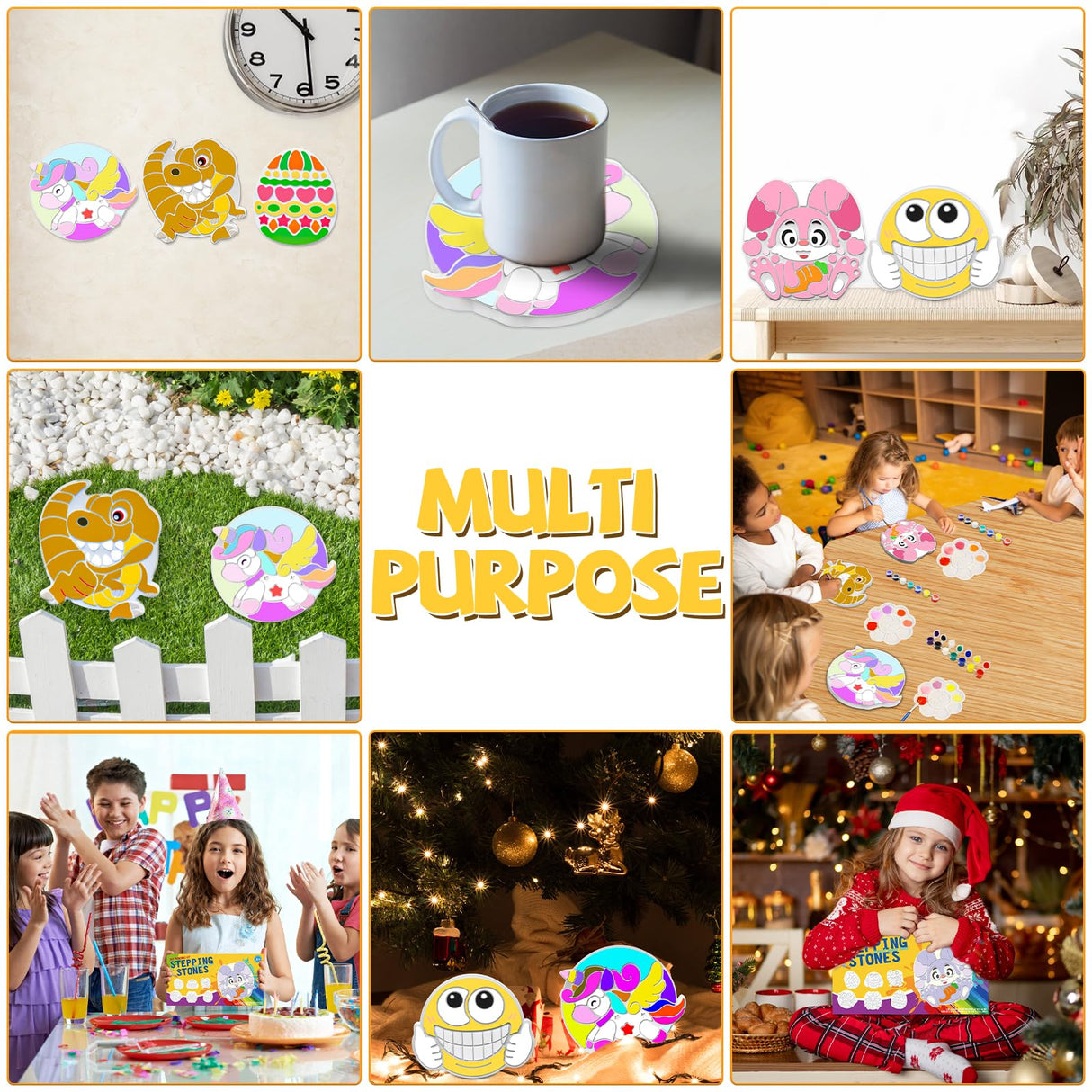 Stepping Stones Painting Kit for Kids Ages 6-12, 5 Pack Paint Your Own Garden Stones, Outdoor Arts and Crafts Kits, Creative Summer Gift for Kids Boy and Girl Age 6, 7, 8, 9, 10+ Year Old (Unicorn) FLLOBE