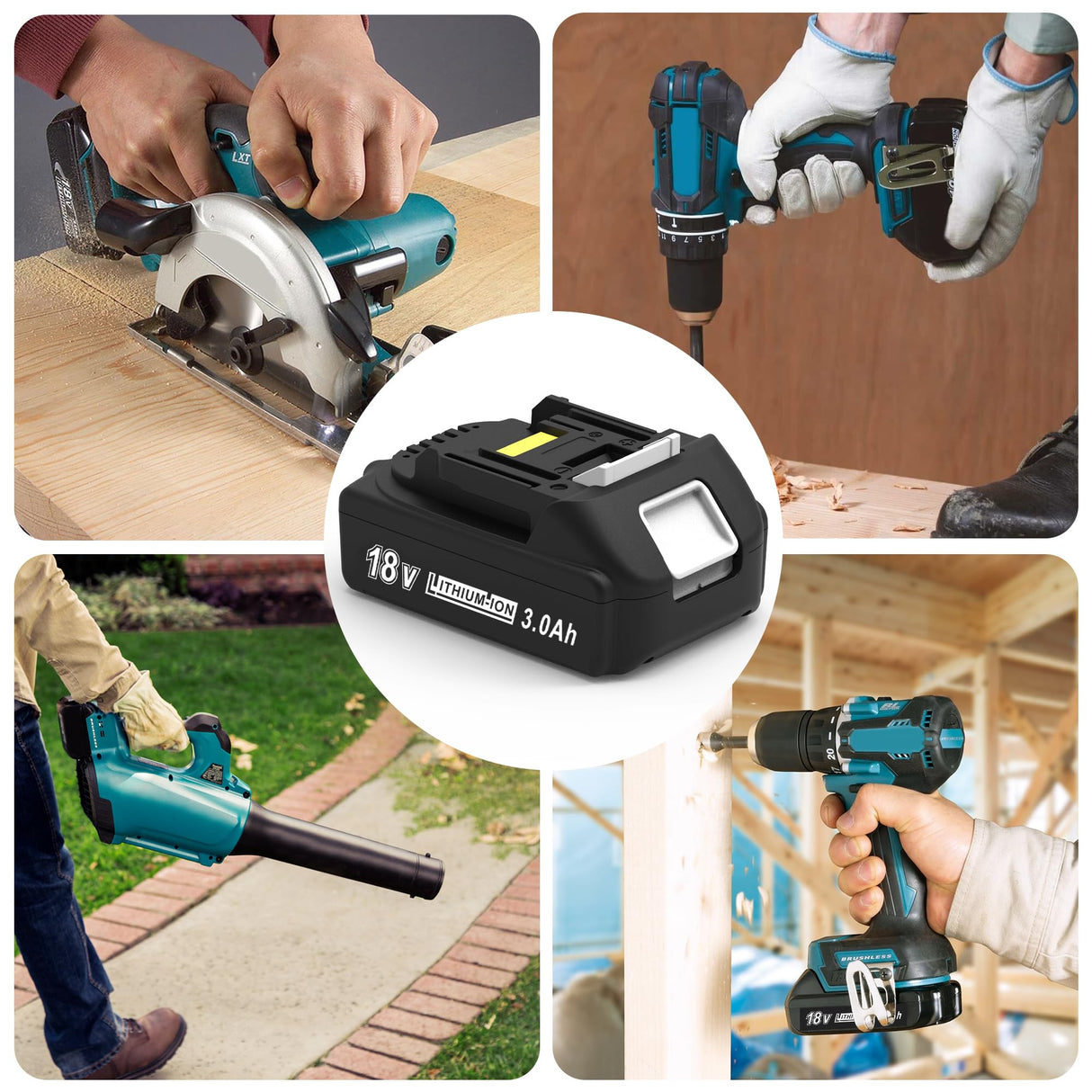 CHAUNVEN 3000mAh 18V Battery Replacement for Makita 18V Battery Compatible with 18 Volt BL1830B BL1840B BL1850B BL1860B BL1815B Battery (2 Packs) CHAUNVEN