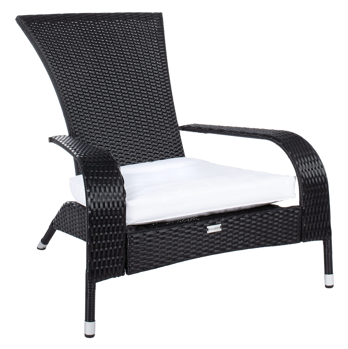 SAFAVIEH Outdoor Collection Edna Black/White Cushion 3-Piece Lounge Set with Table (PAT7719A) SAFAVIEH