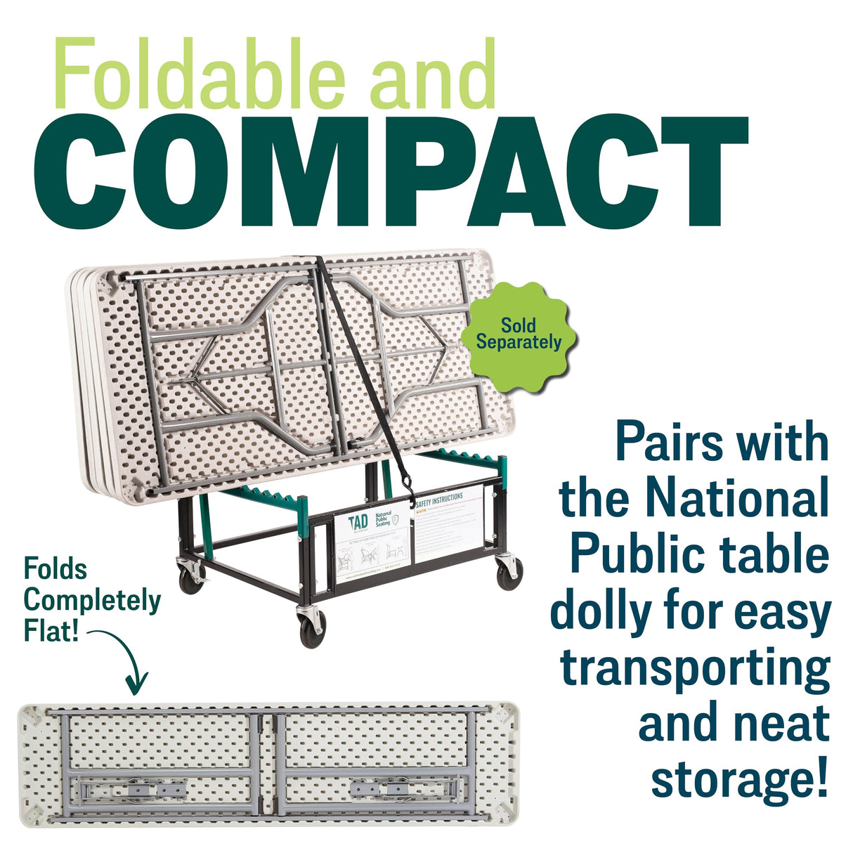 Seminar Folding Table by National Public Seating – 18x72 Portable, Heavy-Duty Foldable Table Indoor/Outdoor Table for Office, Conferences & Training Rooms – Lightweight & Durable, Speckled Gray National Public Seating