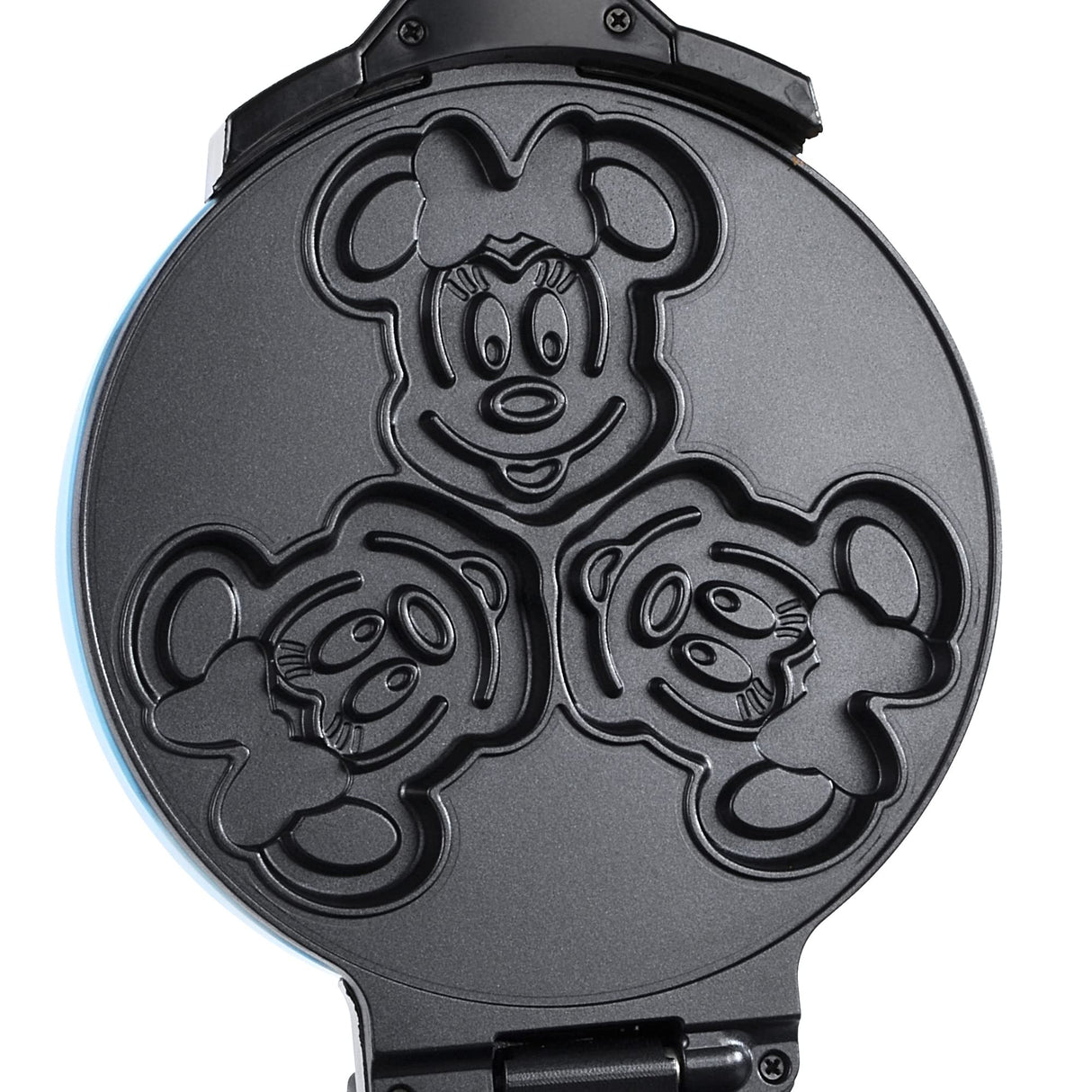 Disney Mickey & Minnie Double Flip Waffle Maker by Select Brands - Disney Waffle Maker - Features Non-Stick Plates - Blue Minnie & Mickey Mouse Waffle Iron for Disney Fans - Makes 6 Waffles Disney