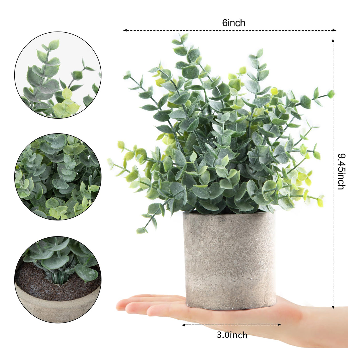 Coferset 2 Pack Small Fake Plants Eucalyptus Potted Artificial Plants for Shelf Desk Home Bathroom Farmhouse Room Coffee Table Decor (Sage Green) Coferset
