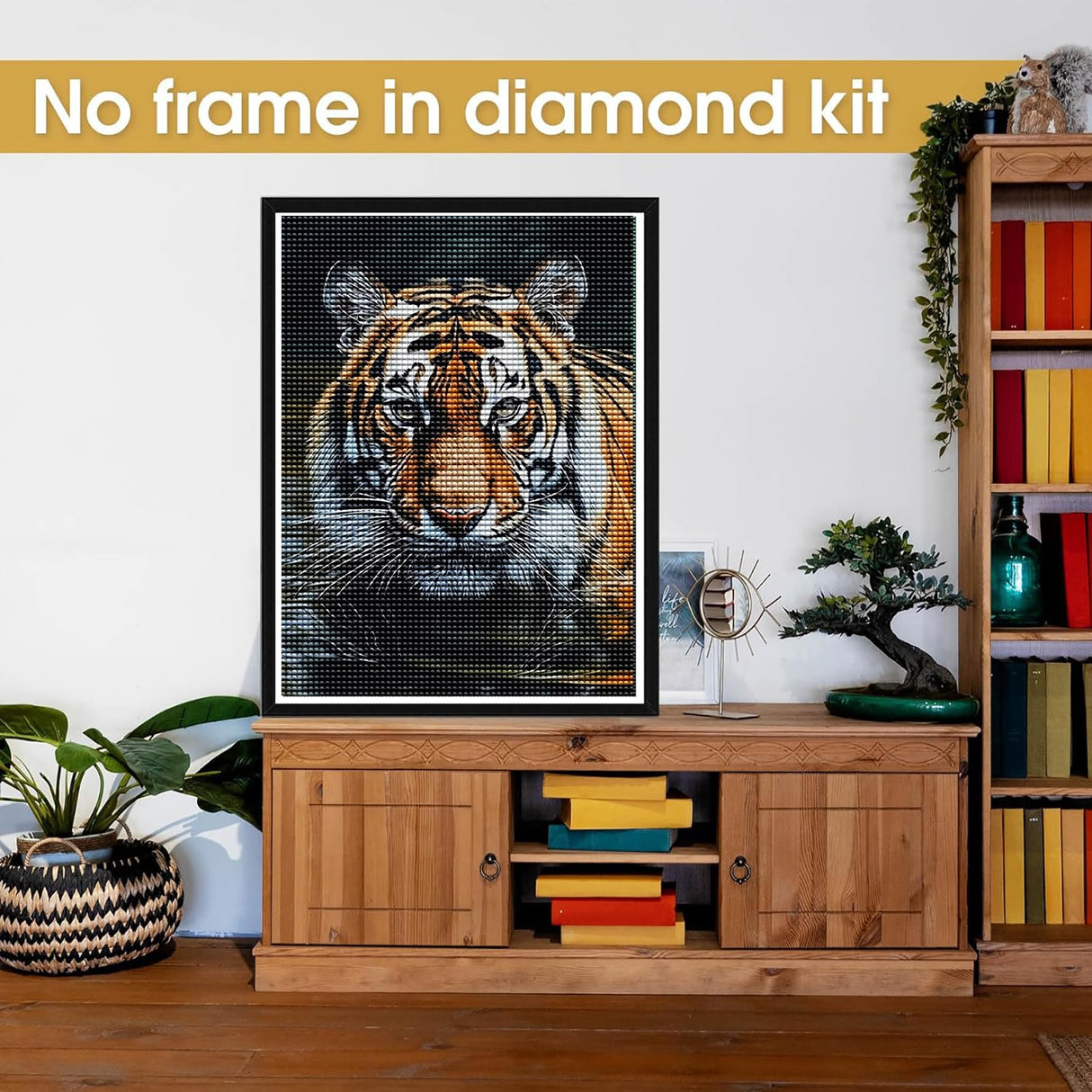 Bimkole 5D Diamond Art Kits for Adults Tiger, Full Drill Animal DIY Rhinestone Embroidery Set Paint with Diamonds Art by Number Kits Cross Stitch Home Wall Craft Decoration 12x16 Inch Bimkole