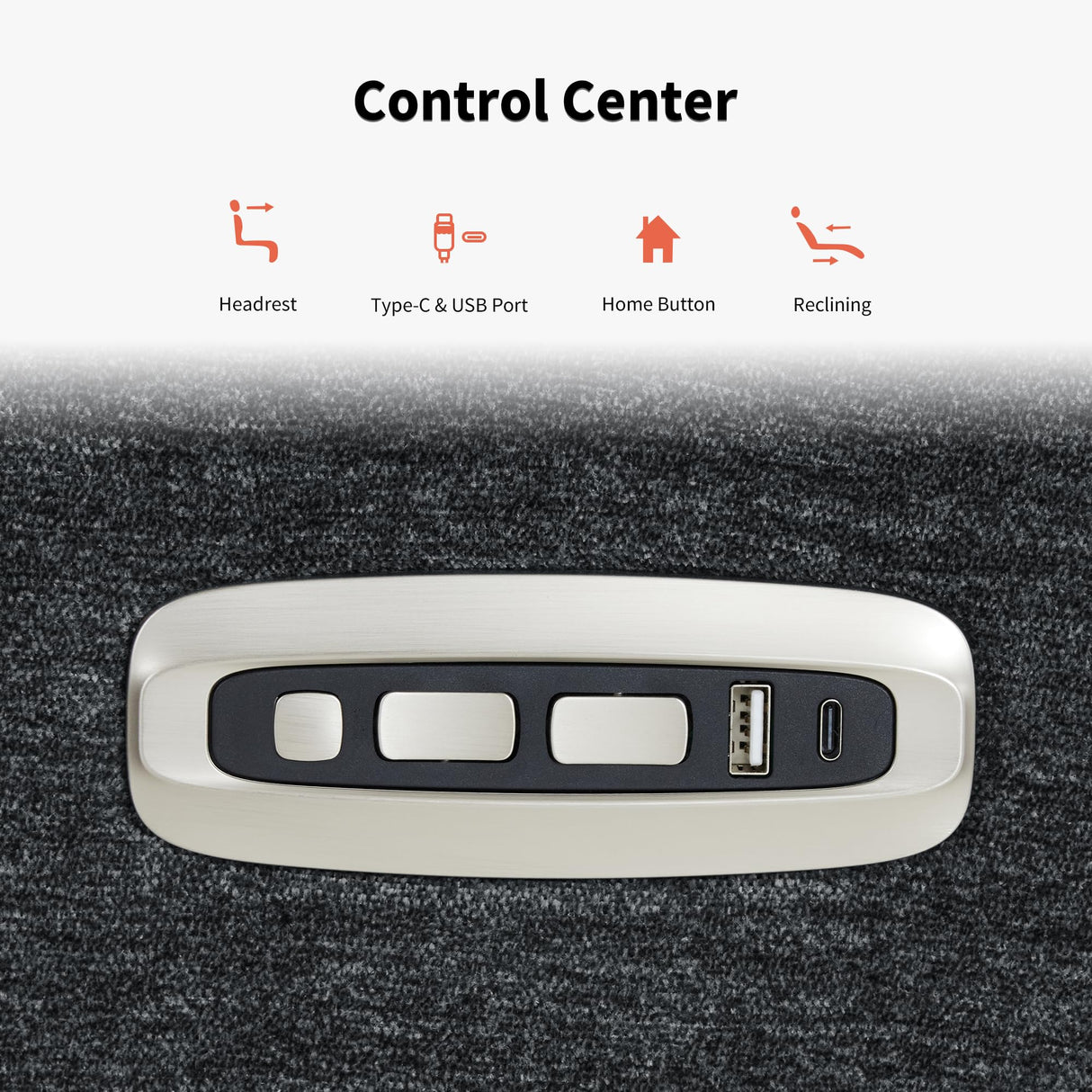 MCombo 60" Wall Hugger Power Reclining Loveseat Sofa with Adjustable Headrest, RV Recliner Loveseat with USB and Type C Charge Ports for Small Spaces 6924 (Dark Grey) MCombo