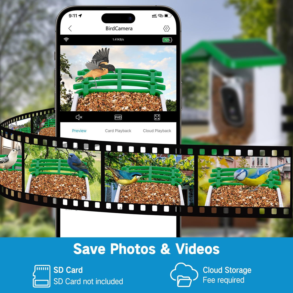 seanme Smart Bird Feeder with Camera Solar-Powered | 2.5K HD Live View, AI Identify 10,000+ Birds | Instant Alerts & Weatherproof Design | Bird Watching Birthday Gift for Mom/Father/Grandparents seanme