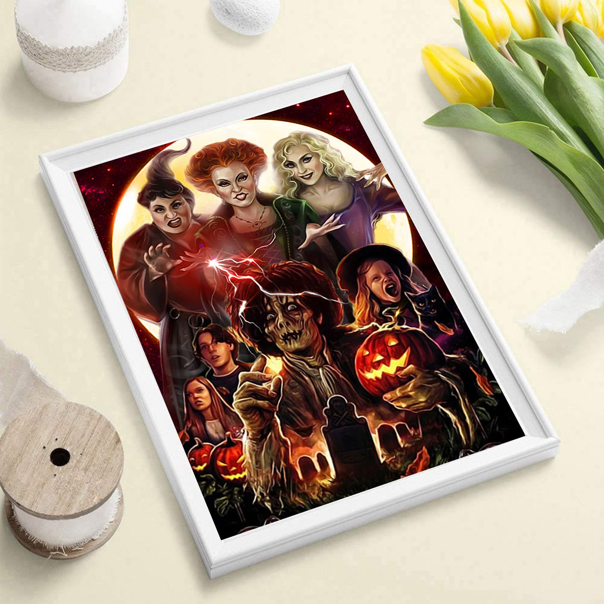 Diamond Painting Kits for Adults,Diamond Art Halloween HD Canvas DIY 5D Full Drill Round Crystal Rhinestone Gem Arts Dots Diamonds Craft Paint for New Home Wall Decor - Season of The Witch 12 x 16 in Clendo