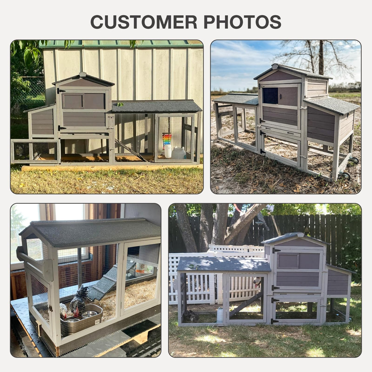 MEDEHOO 80in Chicken Coop with Wheels - Expandable Large Waterproof Chicken House for Outdoor with Nesting Box, Leakproof Pull-on Tray, and UV-Resistant Roof MEDEHOO