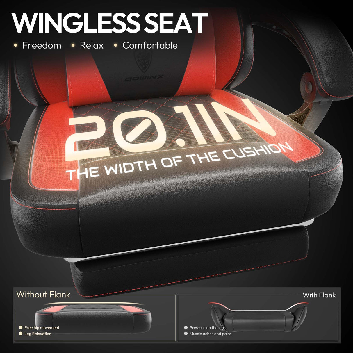 Dowinx Gaming Chair with Pocket Spring Cushion, Ergonomic Computer Chair with Massage Lumbar and Footrest for Adults, High Back Game Chair Leather for Office Gaming 300LBS, Red New Dowinx