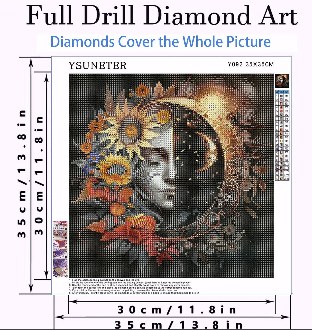 Sun and Moon Diamond Art Kits for Adults, Round Full Drill Diamond Painting Kits for Beginners Gem Art Painting Kits, DIY 5D Diamond Dots Painting with Diamond Arts and Crafts Wall Decor 14x14inch YSUNETER