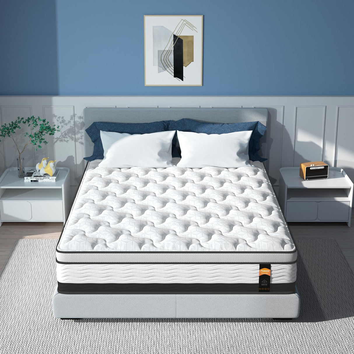 Maxzzz 12 inch King Hybrid Mattress in a Box, Cooling Gel Infused Memory Foam and Pocket Spring Mattress, Medium Firm, 76x80 inches Maxzzz