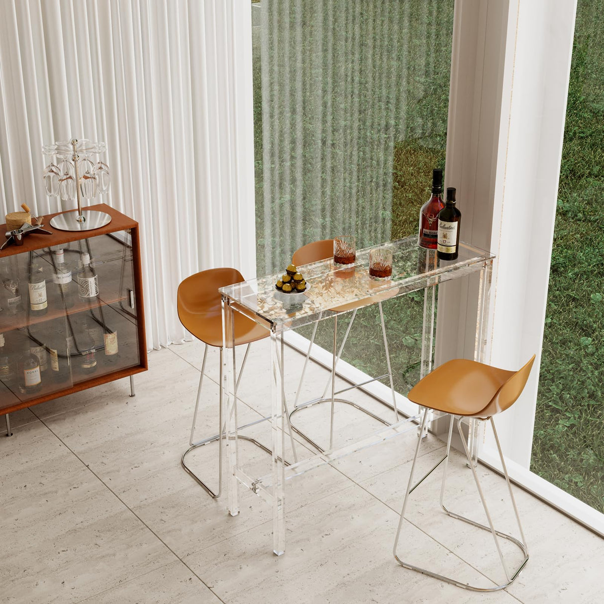 Sumerflos Clear Acrylic Counter Height Table - Versatile Rectangular High Top for Indoor & Outdoor Use Sumerflos