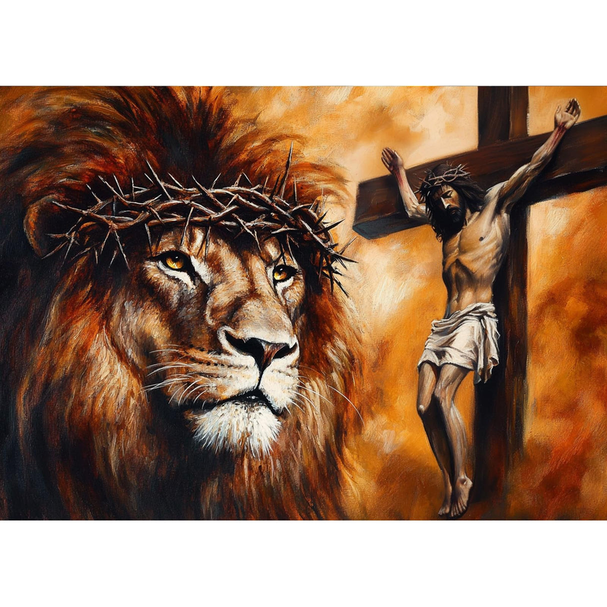 CEOVR Jesus Diamond Art Kits for Adults, Jesus Lion Diamond Painting Dots 5D DIY Full Drill Christian Religious Gem Art, Wall Decor for Home Office 16x12in CEOVR