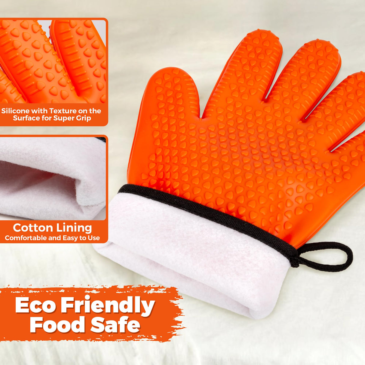 Heat-Resistant BBQ Gloves – Non-Slip Silicone Grip, Waterproof, Perfect for Grilling, Baking, & Smoking – High Heat Protection up to 500°F HASHIMARK