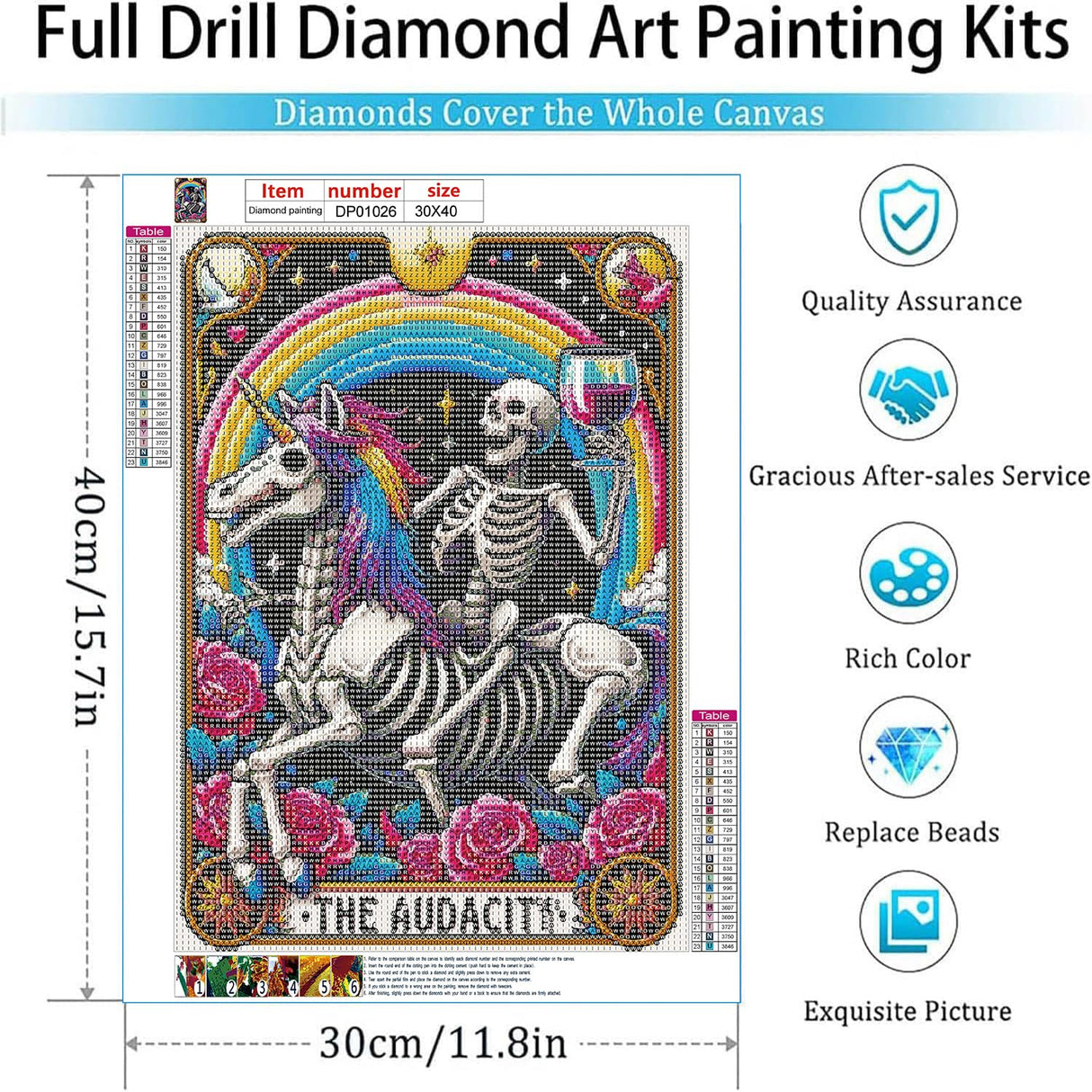 GOUOYANA Skull Diamond Art Kits for Adults, Tarot Card Diamond Painting for Beginners, DIY Full Rhinestone 5D Gothic Diamond Painting Kits (Gemstone Craft), Home Wall Decoration (12x16 inch) GOUOYANA