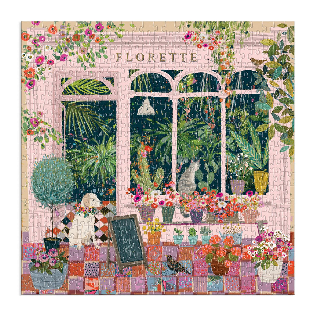 Galison Florette Puzzle, 500 Pieces, 20” x 20” – Floral Jigsaw Puzzle with a Beautiful Illustration by Victoria Ball – Thick Sturdy Pieces, Challenging Family Activity, Makes a Great Gift Galison