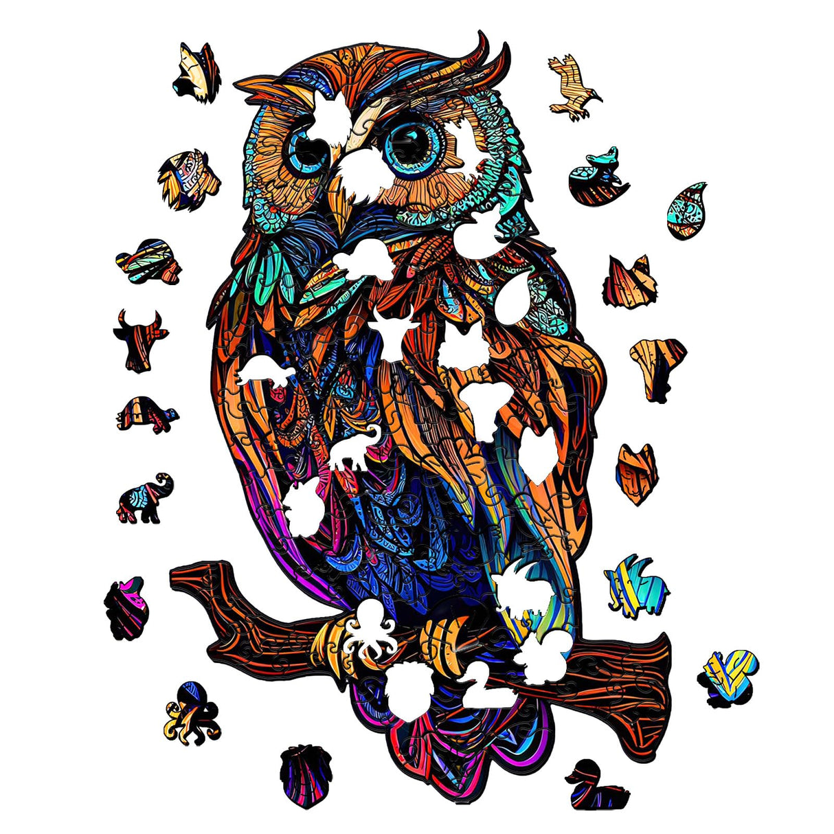 GuDoQi Wooden Puzzles for Adults, Owl Puzzle - Unique Shape Animal Wood Puzzle, Fun Challenging Wooden Jigsaw Puzzles Gifts, Perfect Family Game (8.3 x 11.7 inch, 144 Pieces) GuDoQi