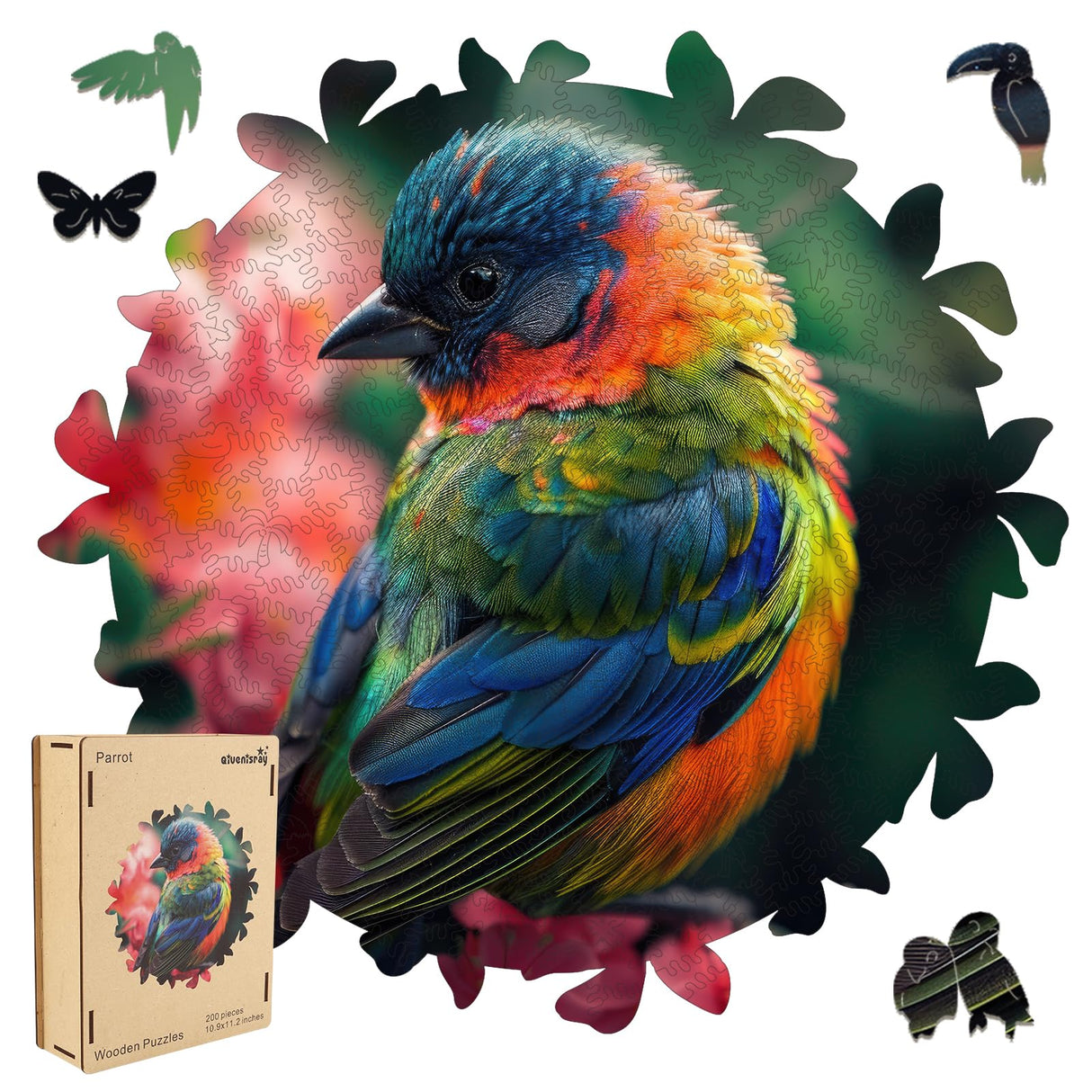 Wooden Puzzles for Adults, Finch Bird Wooden Jigsaw Puzzles 200pcs, Medium, Unique Shape Animal Adult Puzzles, Irregular Wood Puzzles Creative Gift for Adults and Kids Family Game(10.9 x 11.2 in) Qiuenisray