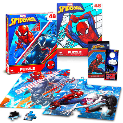 Marvel Spider-man Jigsaw Puzzle Bundle ~ Marvel Superhero Puzzle for Kids | Featuring Spiderman and Venom Jigsaw Puzzle with Spiderman Stickers and More (Spiderman Toys and Games).