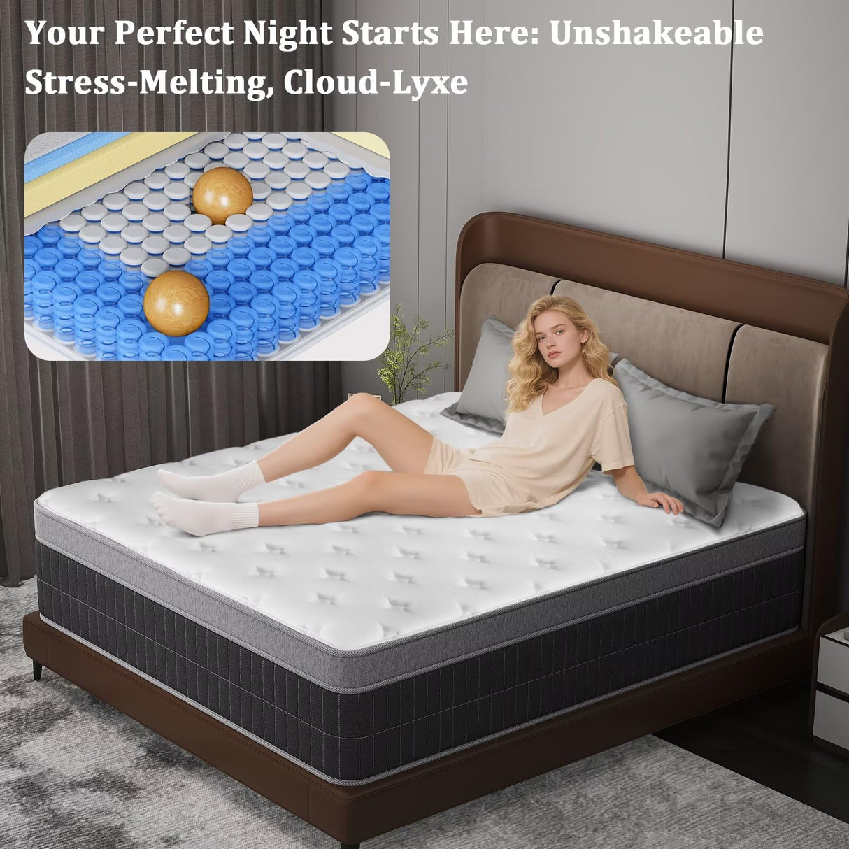 Twin Size Mattress in a Box 14 Inch Memory Foam Hybrid Mattress with Pocketed Springs Medium Firm Support Motion Isolation Edge Support 180 Night Trial Generic