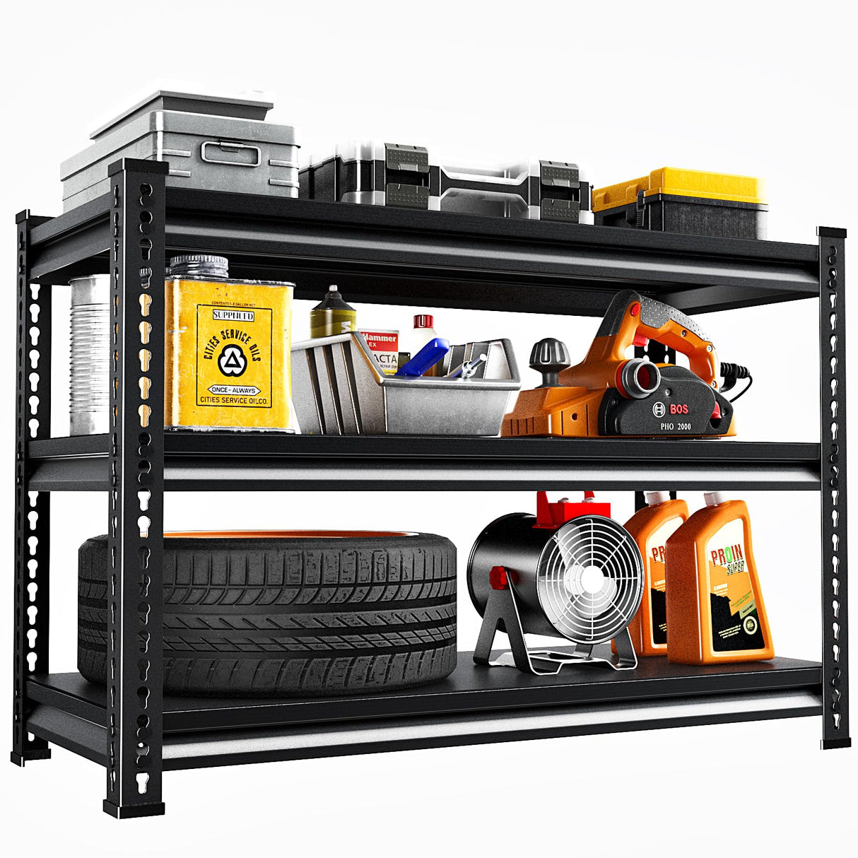 SUPPNEED Adjustable Shelving Units and Storage, 48”W Garage Shelving Heavy Duty,1500LBS Loads 3-Tier Garage Storage Shelves, Metal Shelves for Living Room,Pantry,48”W×16”D×36”W,Black SUPPNEED