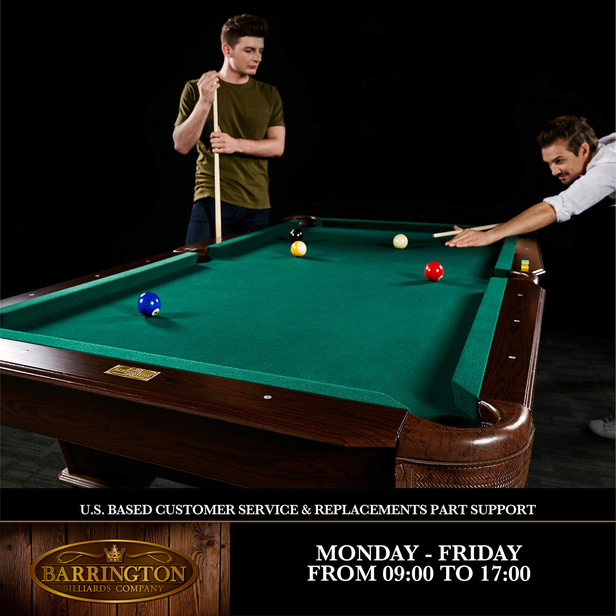 Barrington Billiards 7.5' Springdale Drop Pocket Table with Pool Ball and Cue Stick Set Barrington Billiards