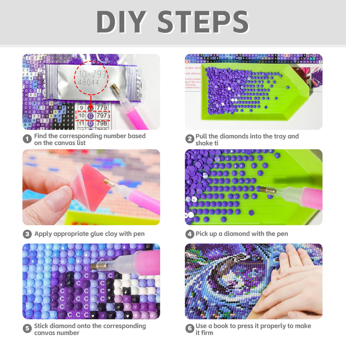 Diamond Art Kits for Adults, 5d DIY Full Drill Purple Pattern White Tiger Diamond Painting Kits for Adults Beginners, Diamond Painting Art Craft Kits for Adults, Wall Home Decor(No Frame) 12x16 Inch GVYGVY