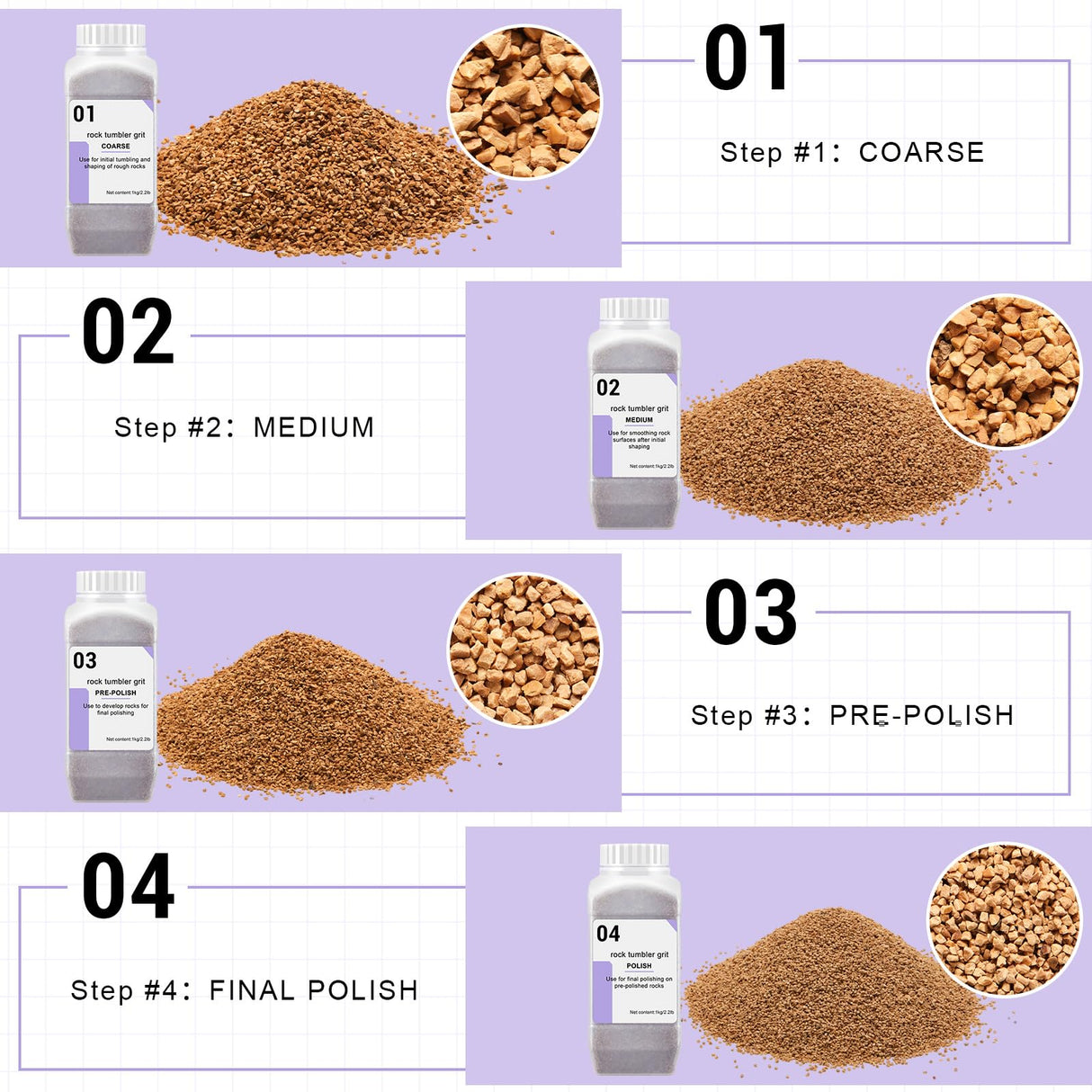 Nuanchu 8.8 Pounds Walnut Shell Media Rock Tumbler Grit and Polish Refill Kit, Tumbling Grit Media and Polish Refill Kit Rock Polish Supplies & Accessories for Rock Brass and Metal Cleaning Polishing Nuanchu