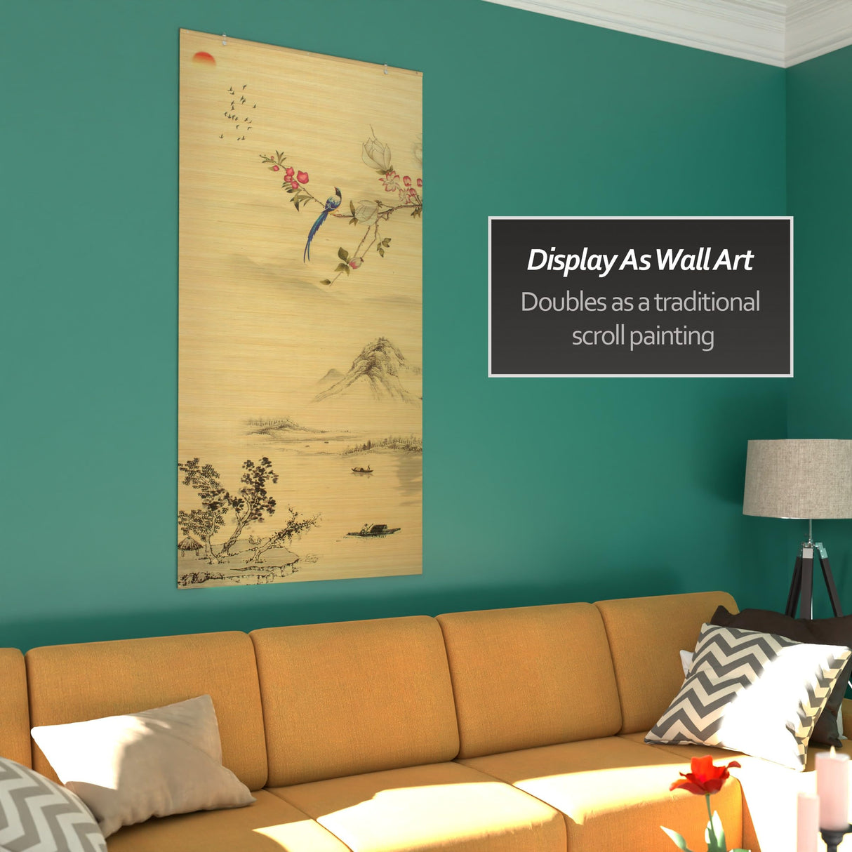 Red Lantern Bamboo Window Shade Blind - Rising Sun 36" Wide Red Lantern