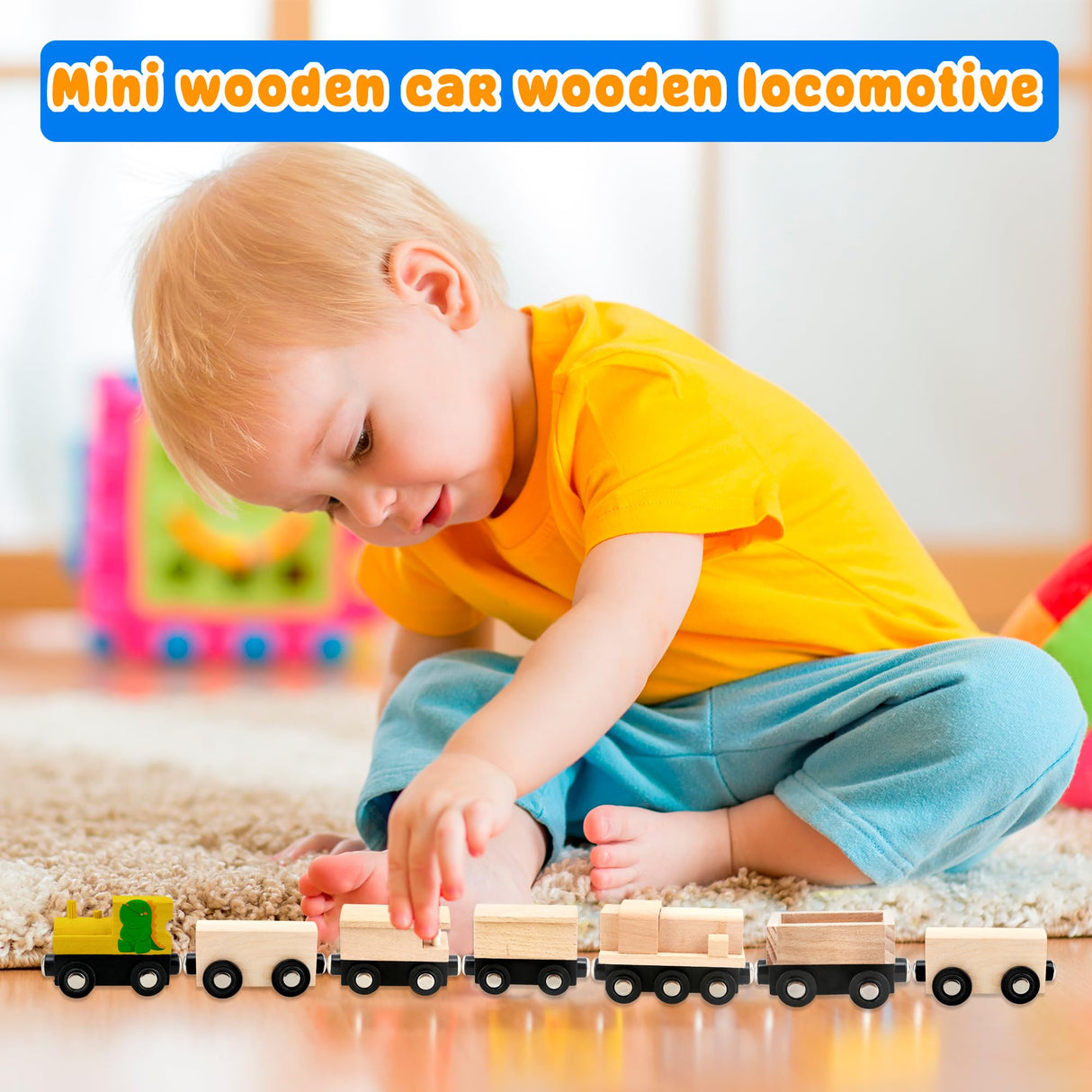 Hoarost 18 Pack Unfinished Wooden Cars Unpainted Magnetic Wood DIY Crafts Trains Car for DIY Craft Activities Birthday Gift (Color Set 2) Hoarost