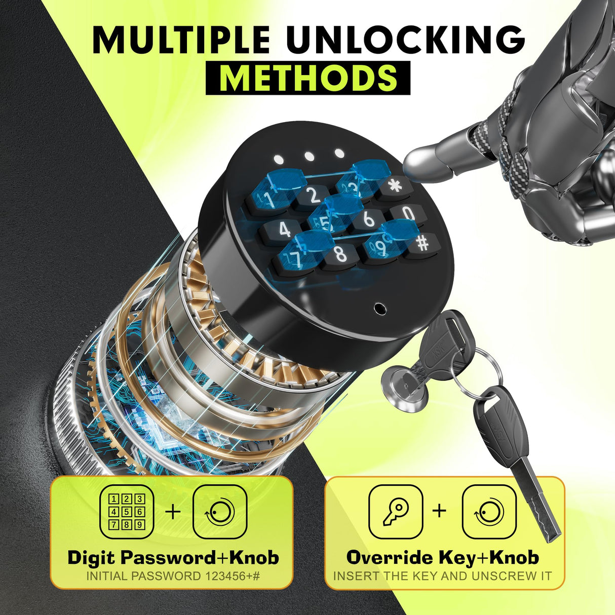 Greenvelly 10-14 Gun Safe for Rifles and Pistols, Quick Access Gun Safe with Adjustable Gun Rack and Keypad Lock, Lockable Gun Cabinets with Gun Safes Pockets for Home Rifles and Shotguns Greenvelly