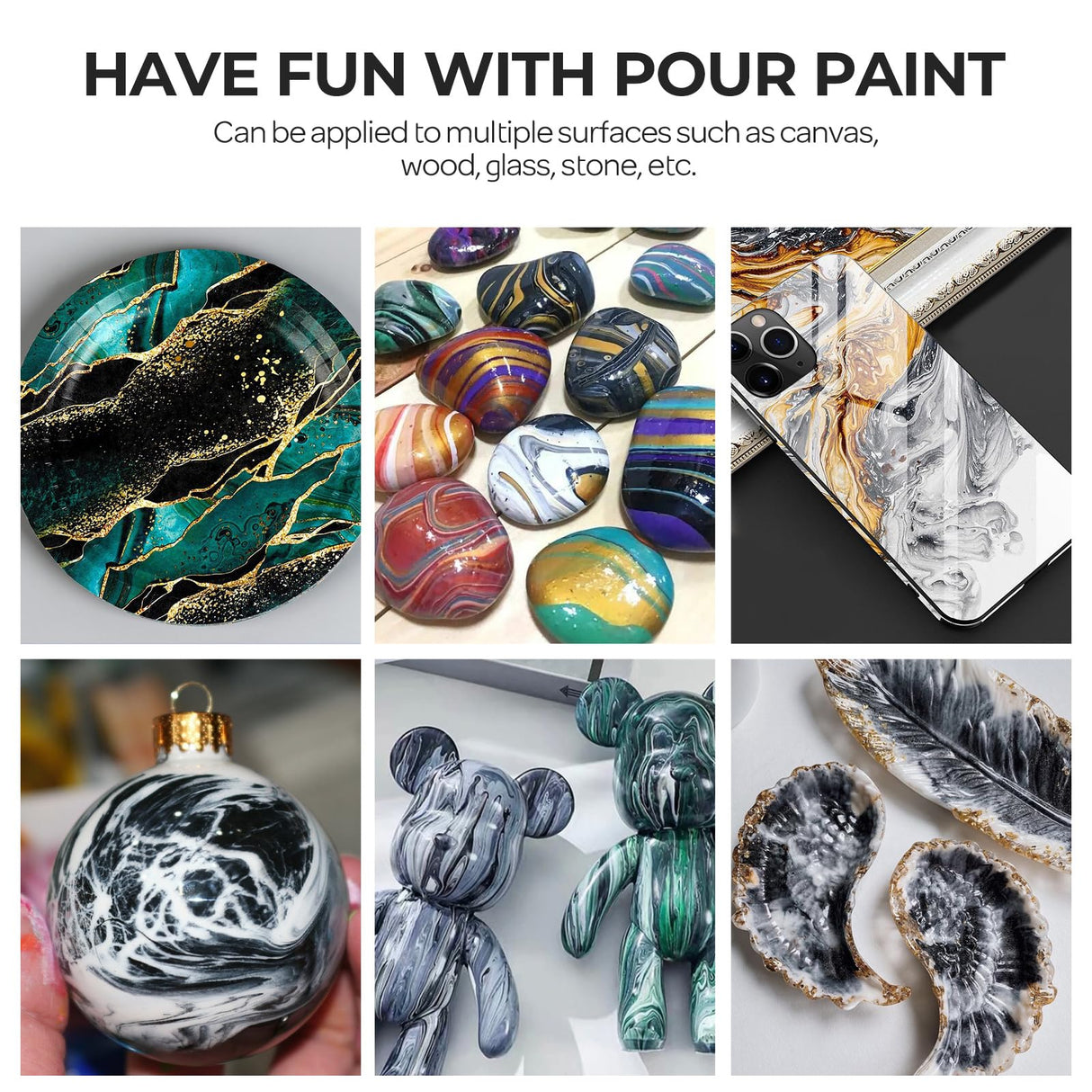 Nicpro Titanium White Color Acrylic Pour Paint, 33.8 Ounce Pre-Mixed Pouring Paint Supplies with Silicone Pour Oil & Gloves for Canvas, Rock, Wood Cell Creation Flow DIY Art Painting, Ready to Pour Nicpro