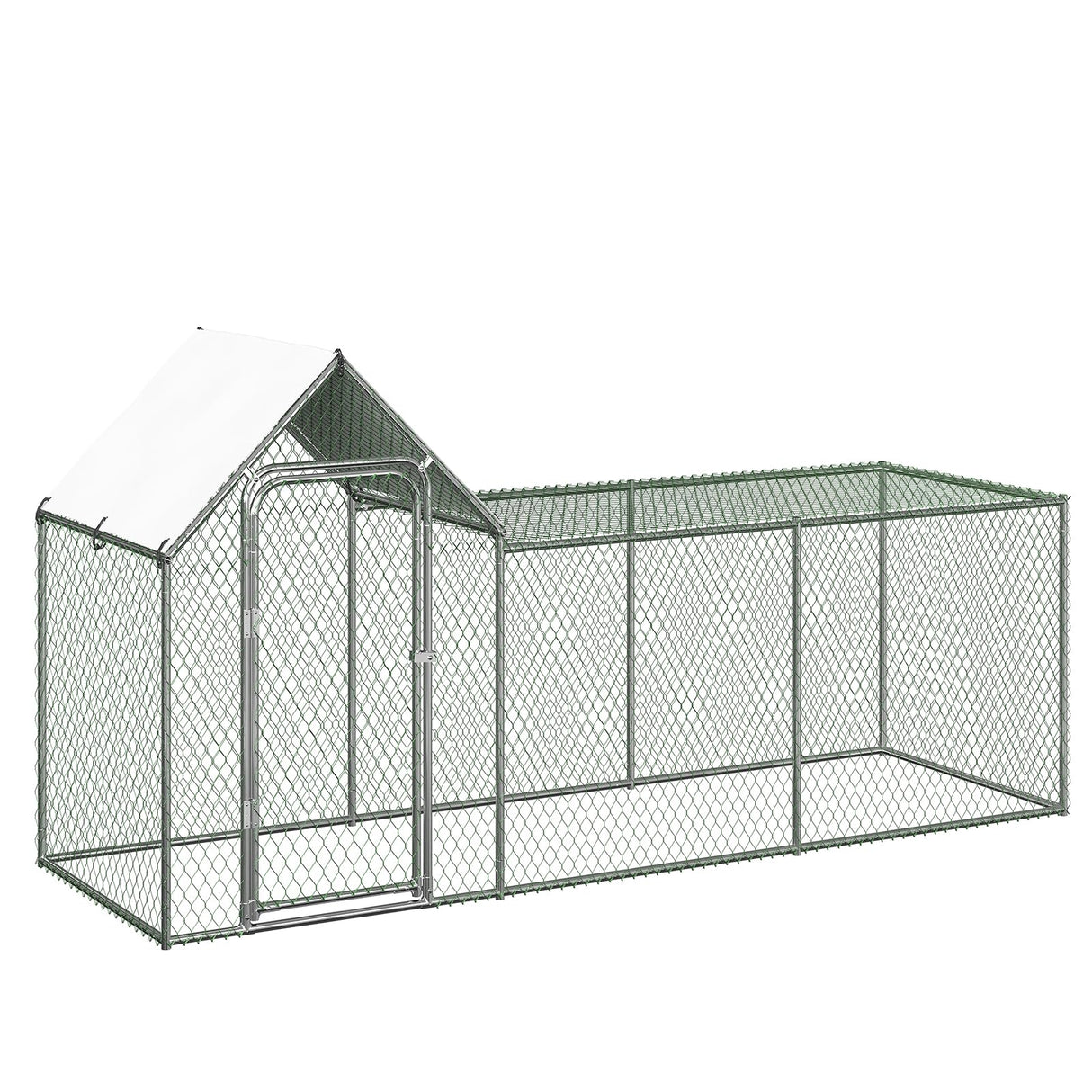 Large Metal Chicken Coop, Chicken Run with Cover, Walk-in Poultry Cage for Yard Outdoor Duck Rabbit Cage Hipicute