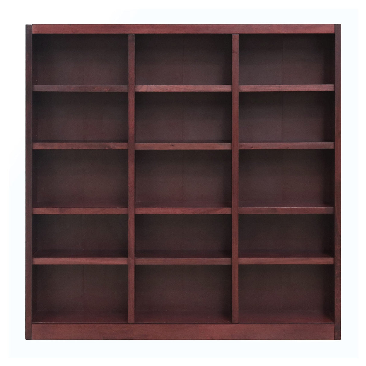 Traditional 72-Inch Triple Wide Wood Bookcase with 15 Adjustable Shelves in Cherry Finish Concepts In Wood