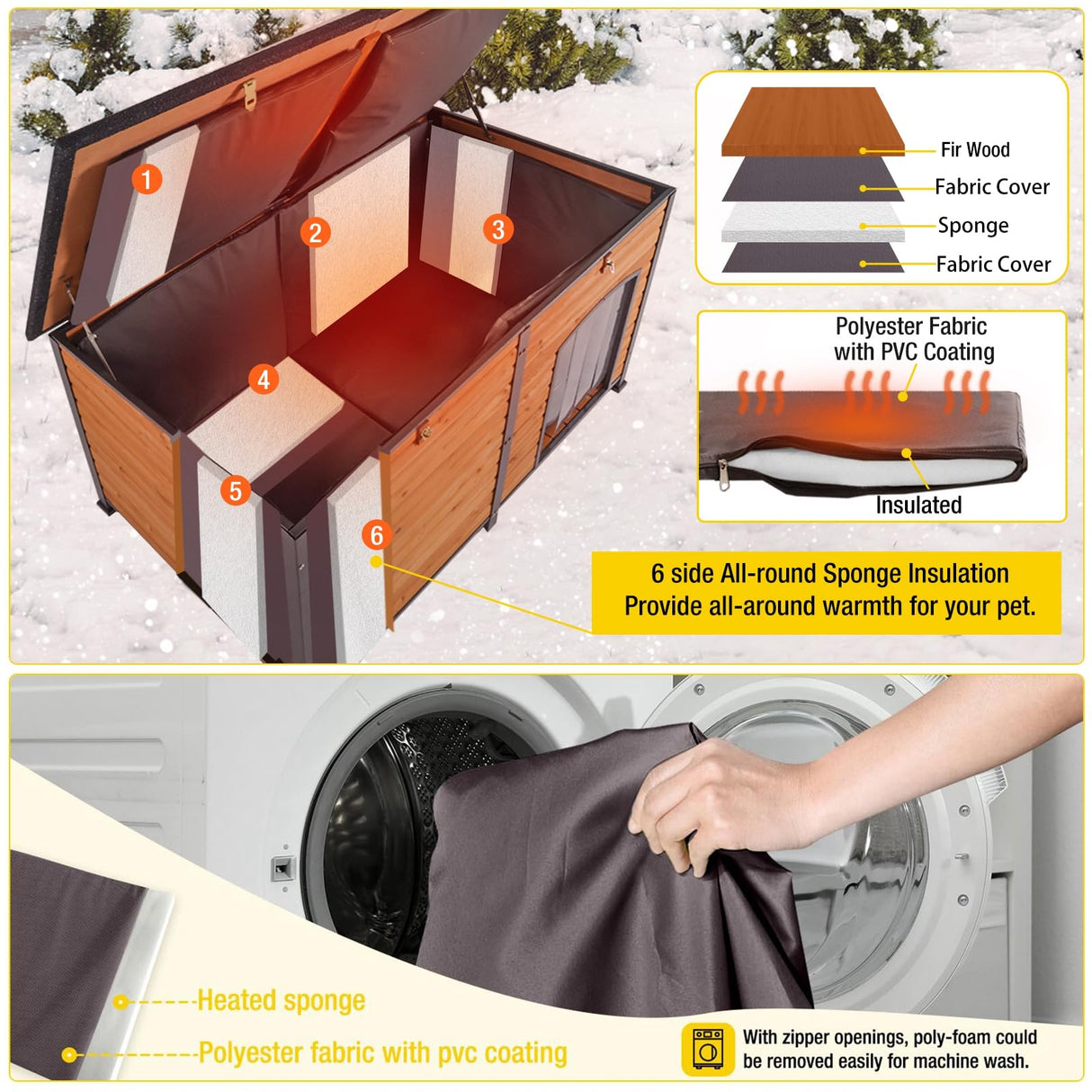 Outdoor Dog House 59" Extra Large Insulated Dog Kennel with Insulation Liner for Winter,All-Around Iron Frame Aivituvin