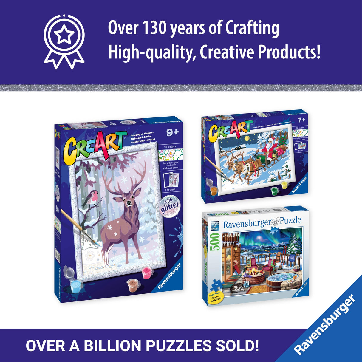 Ravensburger - CreArt - Festive Friends - Paint by Number Kit - Adorable Woodland Scene - Premium Paints and Glitter for That Magical Quality - Ages 9+ Ravensburger