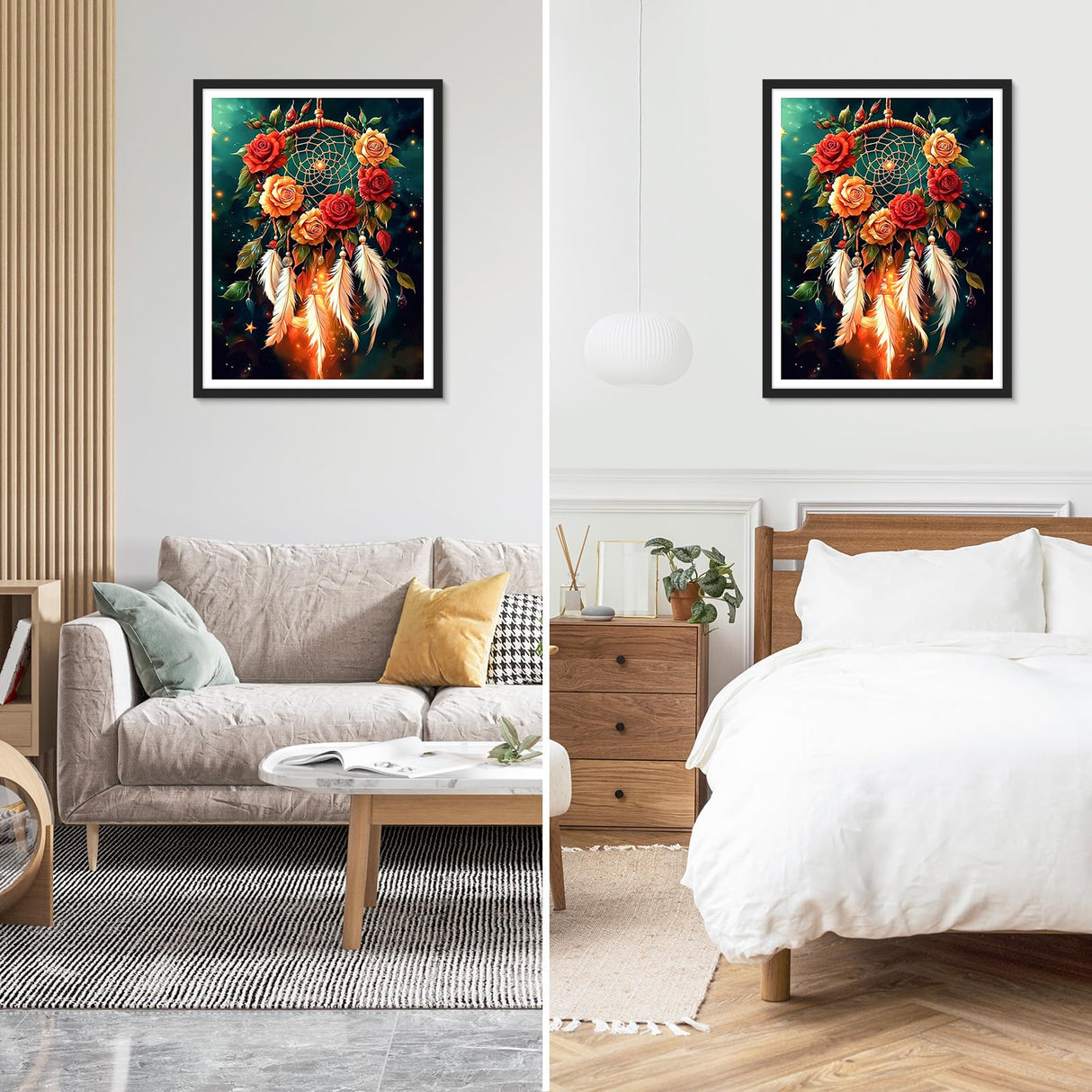 NEWENMO Dreamcatcher Diamonds Painting Kits for Adults Beginner, DIY 5D Flower Diamond Art Paint with Round Diamonds, Full Drill Gem Art Diamonds Art Painting for Home Wall Decor 12x16 Inch NEWENMO