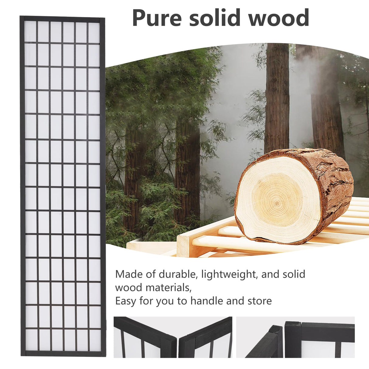 Room Divider 6Ft Folding Oriental Shoji Screen - Portable Privacy Divider with 4 Panels, Freestanding Japanese-Inspired Wood Partition Screen, White PayLessHere